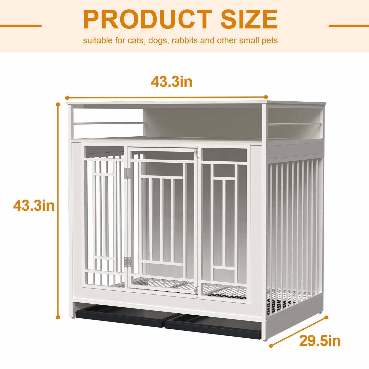 43.3 Inch Wooden Dog Crate Furniture with Divider and Storage