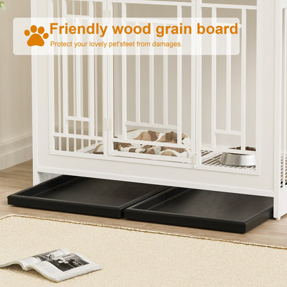 43.3 Inch Wooden Dog Crate Furniture with Divider and Storage