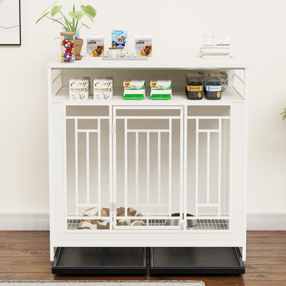 43.3 Inch Wooden Dog Crate Furniture with Divider and Storage